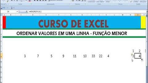 Excel Como ordenar ou classificar um conjunto valores em ordem crescente decrescente várias linhas