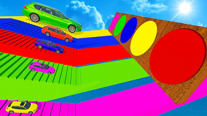 Big & Small Car vs Stair Colors with Portal Trap - Cars vs Train vs Giant Pit - BeamNG.Drive