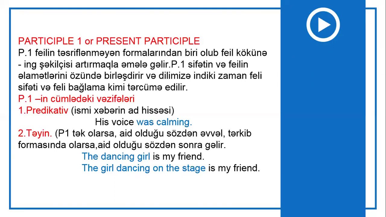 11-ci sinif İngilis dili - 11th grade English - Non-finite forms of verbs