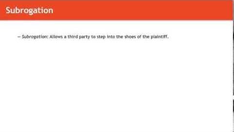 Torts lecture: Indemnification, Subrogation, and Satisfaction | quimbee.com