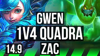 GWEN vs ZAC (JGL) | 1v4 Quadra, 14/0/6, 8 solo kills, Legendary, 66% winrate | EUW Master | 14.9