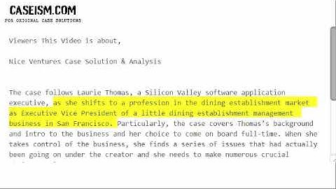 Nice Ventures  Case Solution & Analysis- Caseism.com
