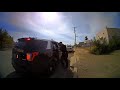 Fallen NMSP officer Darian Jarrott assists another NMSP officer on a domestic violence/dispute call