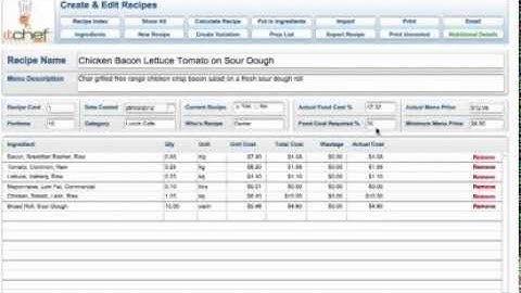 How to cost a standard recipe card by  IT Chef Hospitality Software