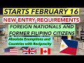 PHILIPPINES TRAVEL UPDATE | NEW ENTRY REQUIREMENTS FOR FOREIGN NATIONALS AND FORMER FILIPINOS FEB 16