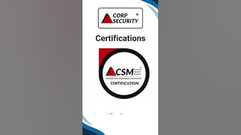 Corp Security International Certifications | Siva RP I Corp Security