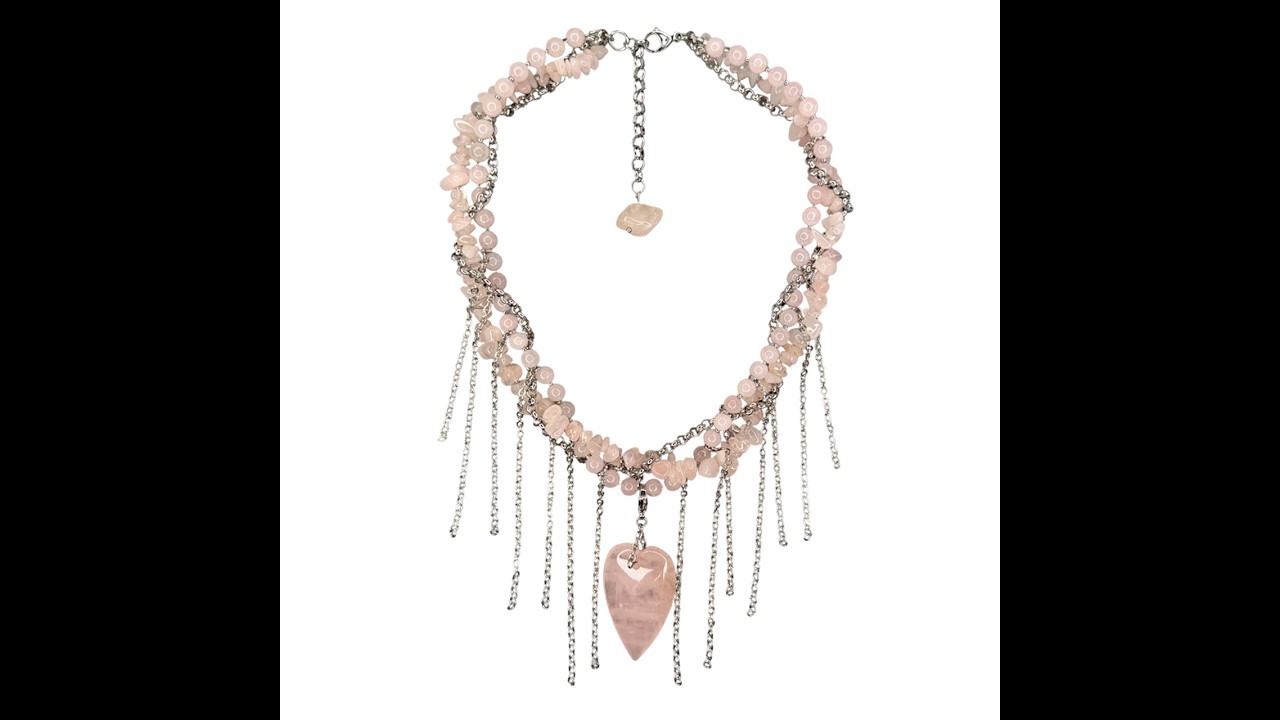 Necklace Pink Quartz And Fringe
