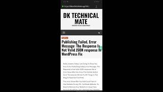 Publishing Failed, Error Message: The Response Is Not Valid JSON response In WordPress Fix