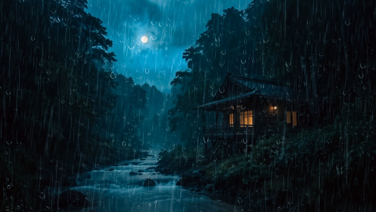 🌙 Thunderstorm & Rain on Cabin Roof | Fall Asleep Fast with Nature Sounds
