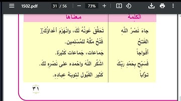 اسلامية الصف الاول ابتدائي صفحة 31 معاني الكلمات سورة النصر