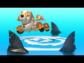 AnimaCars - Super Puppy dog versus SHARKS - cartoons for kids with trucks & animals