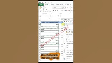 How To Separate Text And Numbers From The Same Column In Excel #shorts