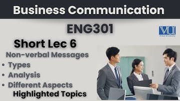 ENG301 Short Lecture 6_Non-verbal Messages & types_Aspects of Non-verbal_Eng301 Lec 6_Midterm Eng301