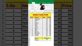 DMAX Function in Excel 🔥 | Find Maximum with Criteria #Excel #ExcelTricks #ExcelShorts #DMAX