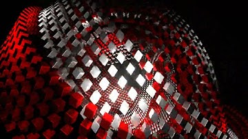 Red and Silver Abstract Rotation of Cubic Rings Background VJ Loop in 4K
