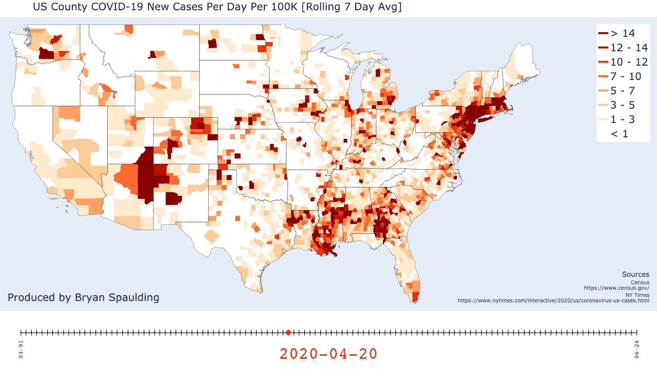 US COVID19 New Cases Per Day Per 100K YouTube