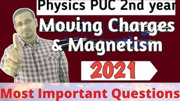 Physics chapter 4 - Most important Questions for PU board exam- Moving charges and magnetism