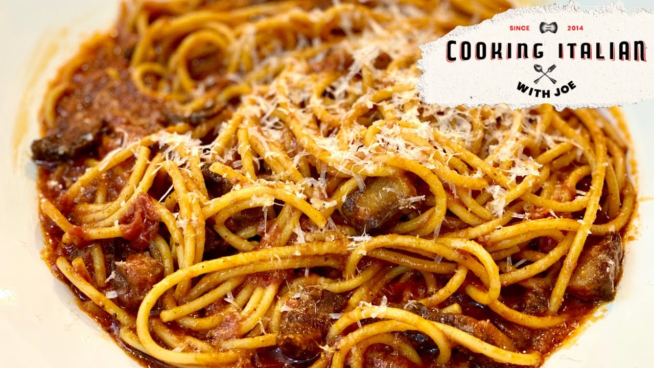 Bucatini all' Amatriciana: Roman Pasta with Tomato and Pork Pasta | Cooking Italian with Joe