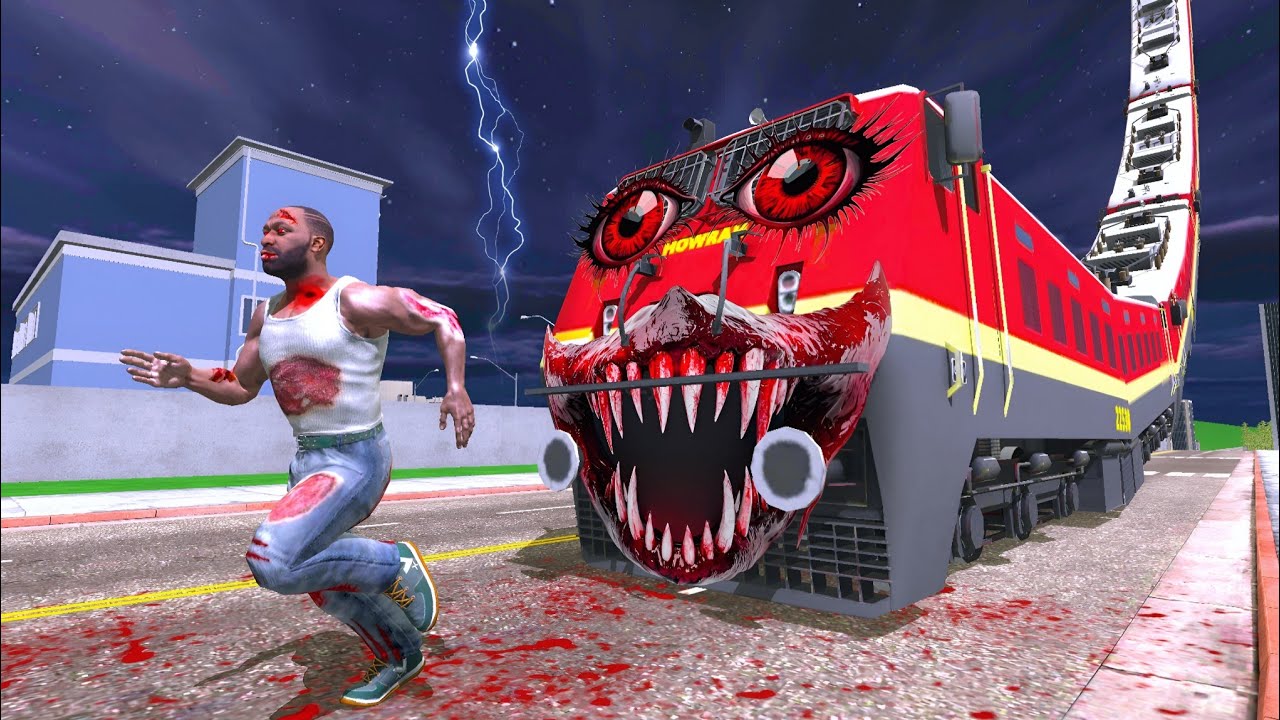 Longest Train attack franklin in Indian Bikes Driving 3d