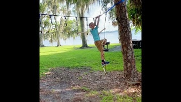 Ninja warrior Slackline Obstacle Course for Kids Outside
