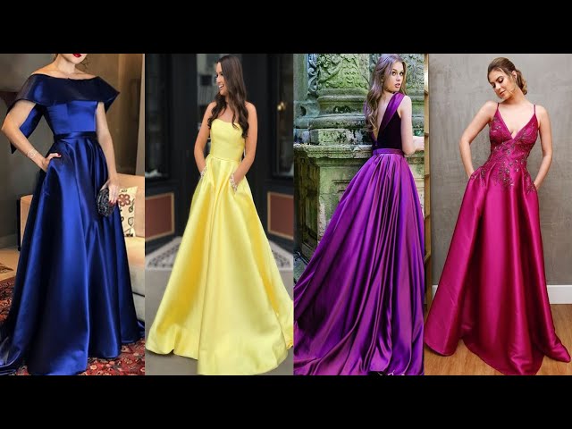 Shop Mauve Padded Pure Satin Floor Length Padded Gown - Gowns Online in  India | Colorauction