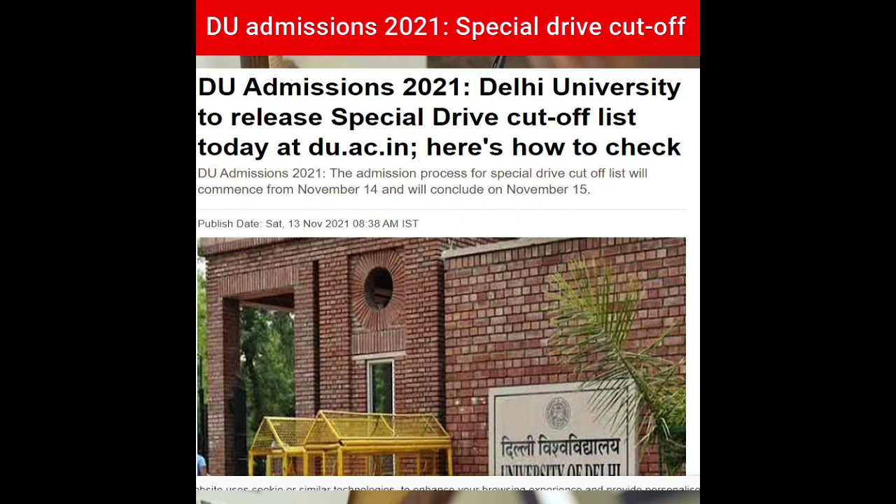 DU Admissions 2021: Special Drive Cut-Off List  
