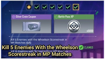 Call Of Duty Mobile Kill 5 Enemies With the Wheelson Scorestreak in MP Matches Task Complete