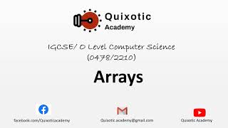 What are Arrays - IGCSE/O LEVEL Computer Science (Video by my Student)