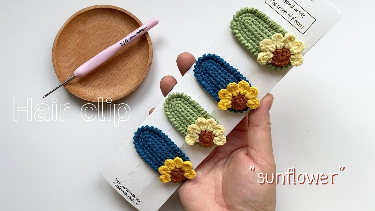 How to crochet a sunflower hair clip! Easy and Interesting!
