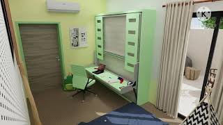 Bunk folding bed with desk