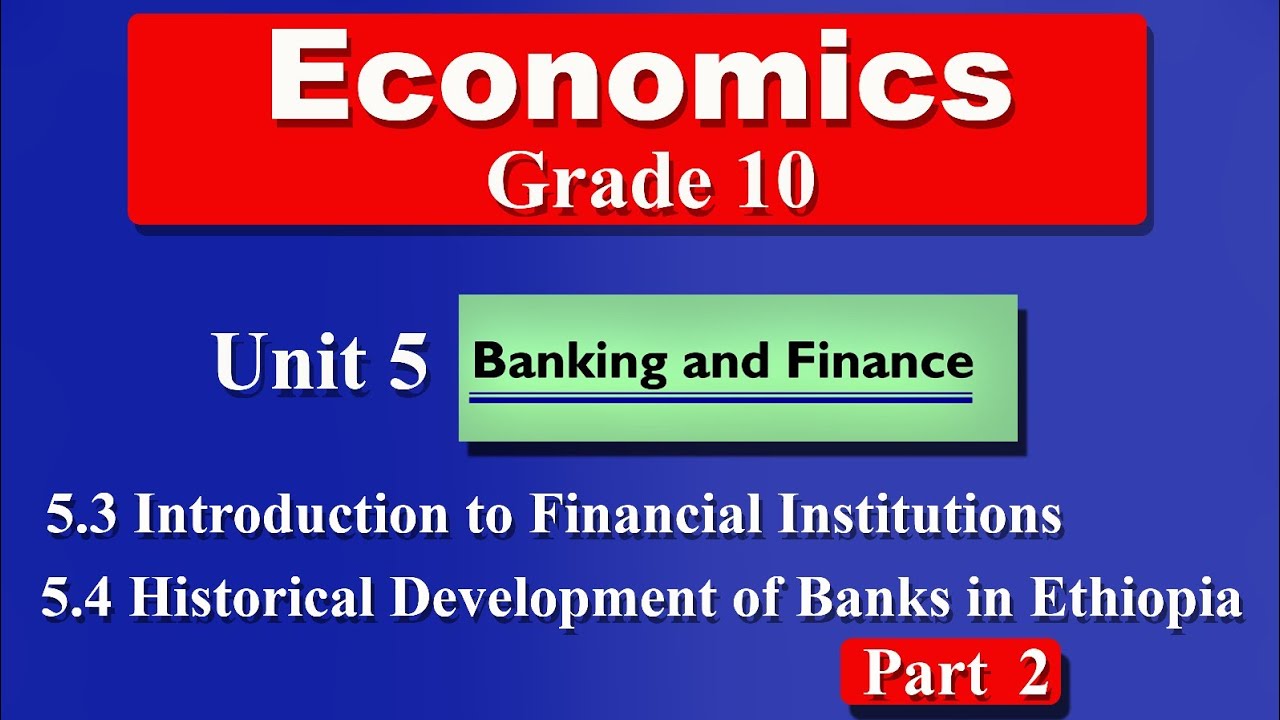 Grade 10 Economics unit 5 part 2 | Banking and Finance | Introduction to financial institutions