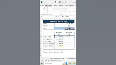 Como Converter Dólar para Real no Excel | Dicas de Excel para iniciantes  #cursoonline #excelbr