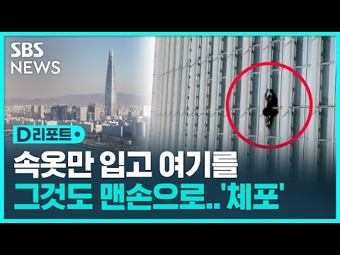 &amp;#39;맨손으로 <strong>롯데타워</strong> 등반&amp;#39; 20대 영국인 체포 / SBS / #D리포트