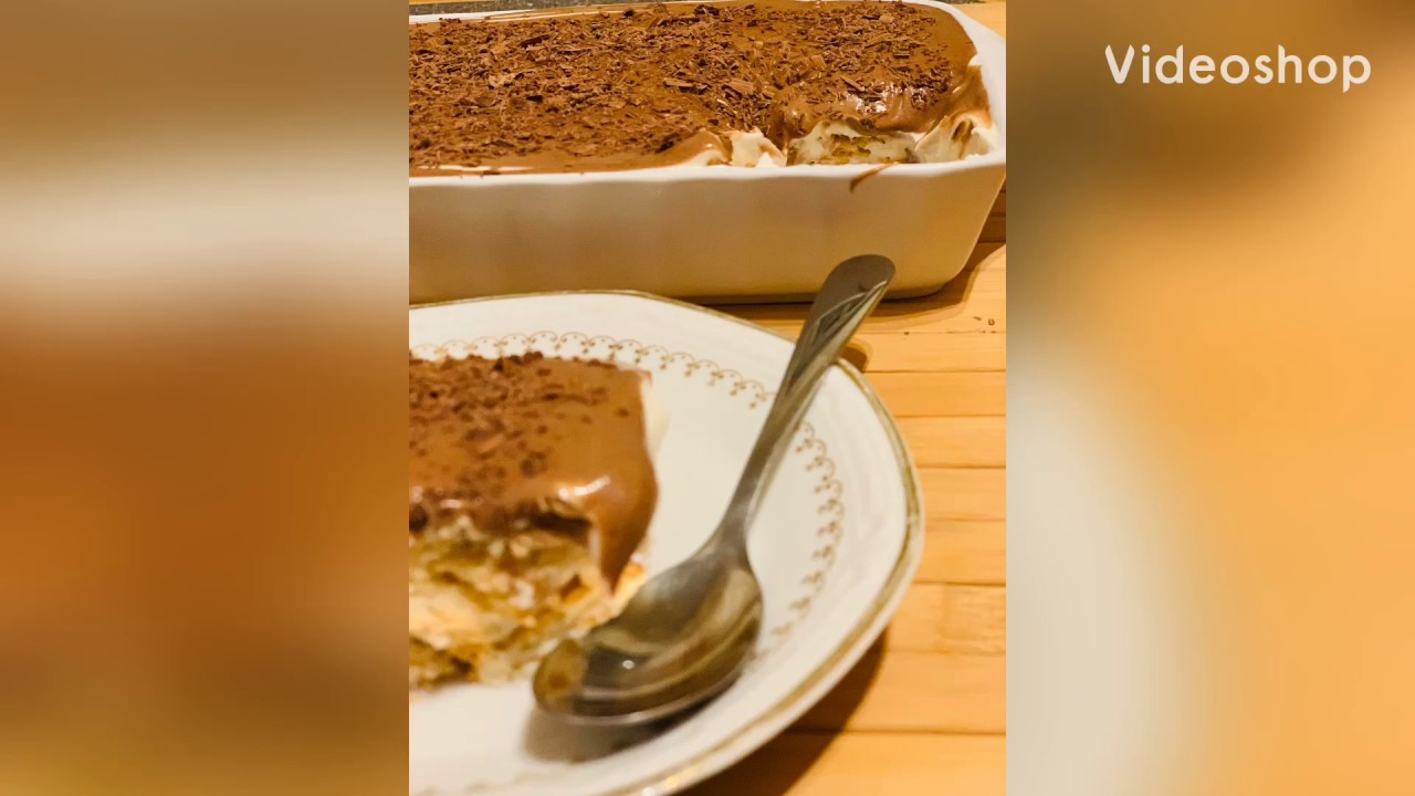 حلا البسكويت المالح /سهل ولذيييذ /طبقات البسكويت بالكريمه