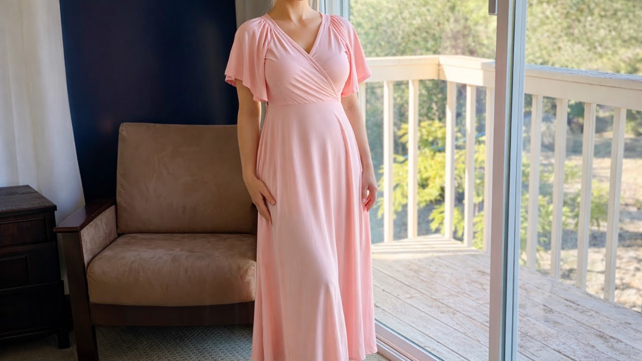 Wrap Maxi Dress Review | Deep V-Neck, Ruffle Sleeves, Flowy Summer Fit with  Pockets