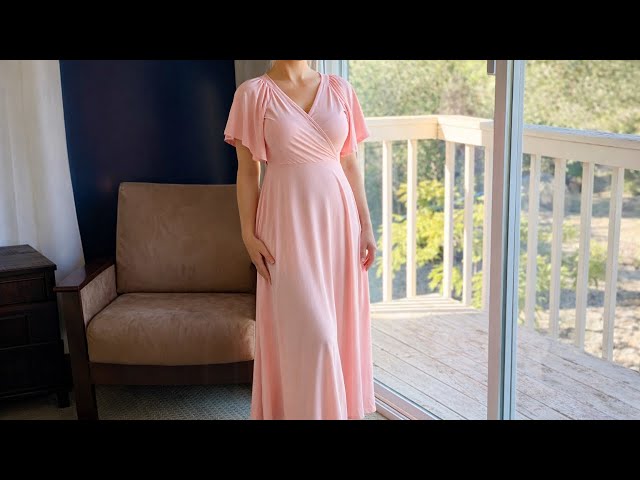 Wrap Maxi Dress Review | Deep V-Neck, Ruffle Sleeves, Flowy Summer Fit with  Pockets - YouTube