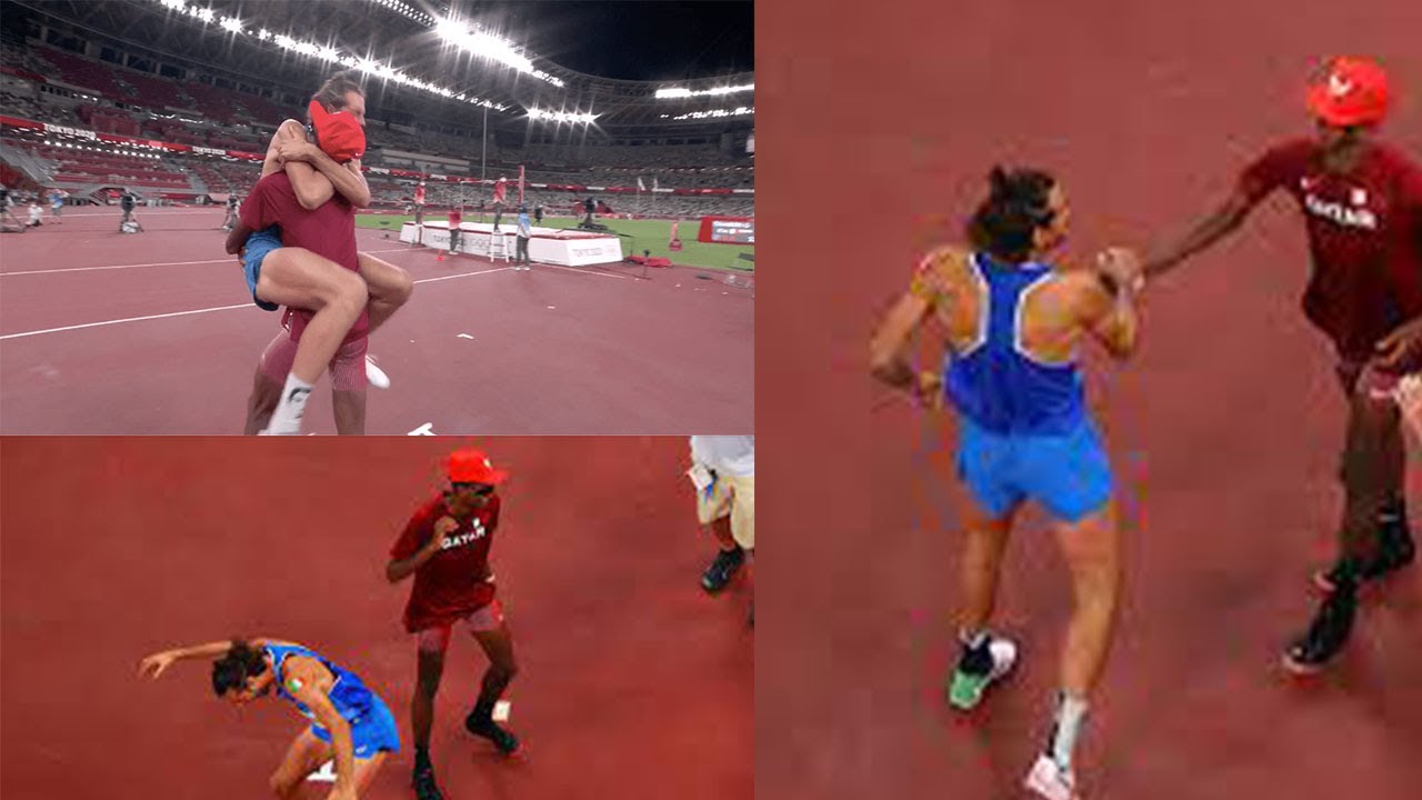 Full Video Tokyo Olympic Men S High Jump Gold Shared Setting Off Jubilant Celebration Youtube