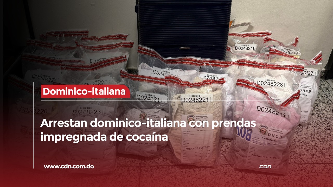 Atrapan dominico/italiana con 110 prendas de vestir impregnadas de presunta cocaína