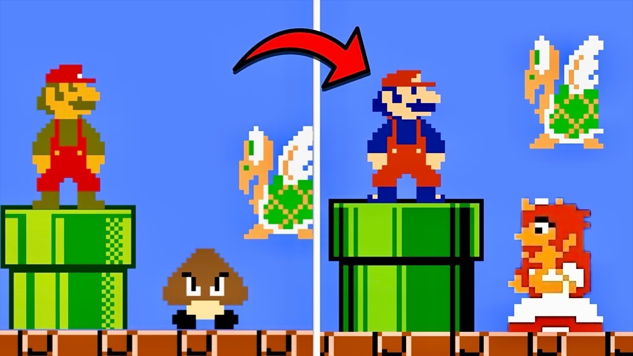 Super Mario Bros. Simple Graphics Tweaks - SMB1 ROM Hack - YouTube