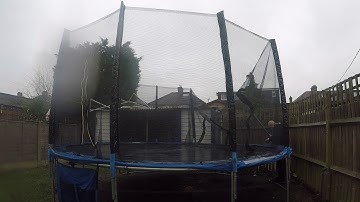 Erecting a trampoline safety net timelapse