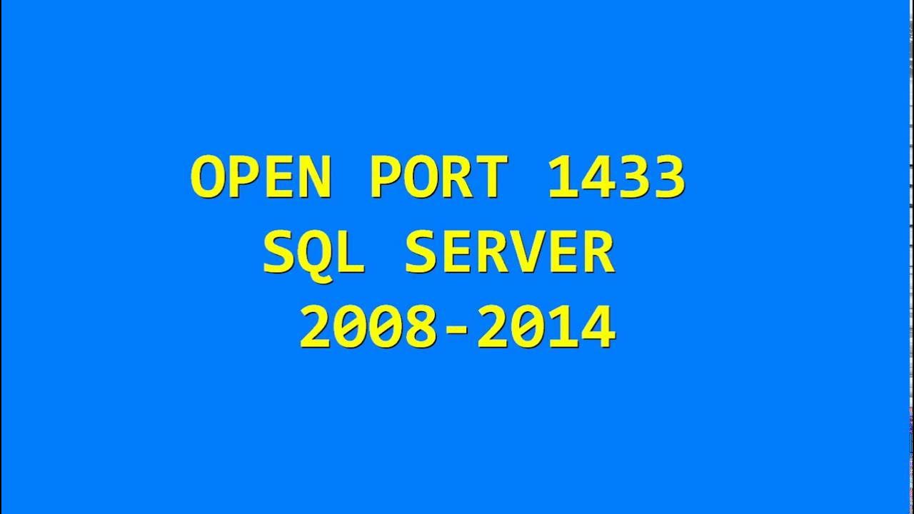 Порт 1433 sql. Порт 1433 sql