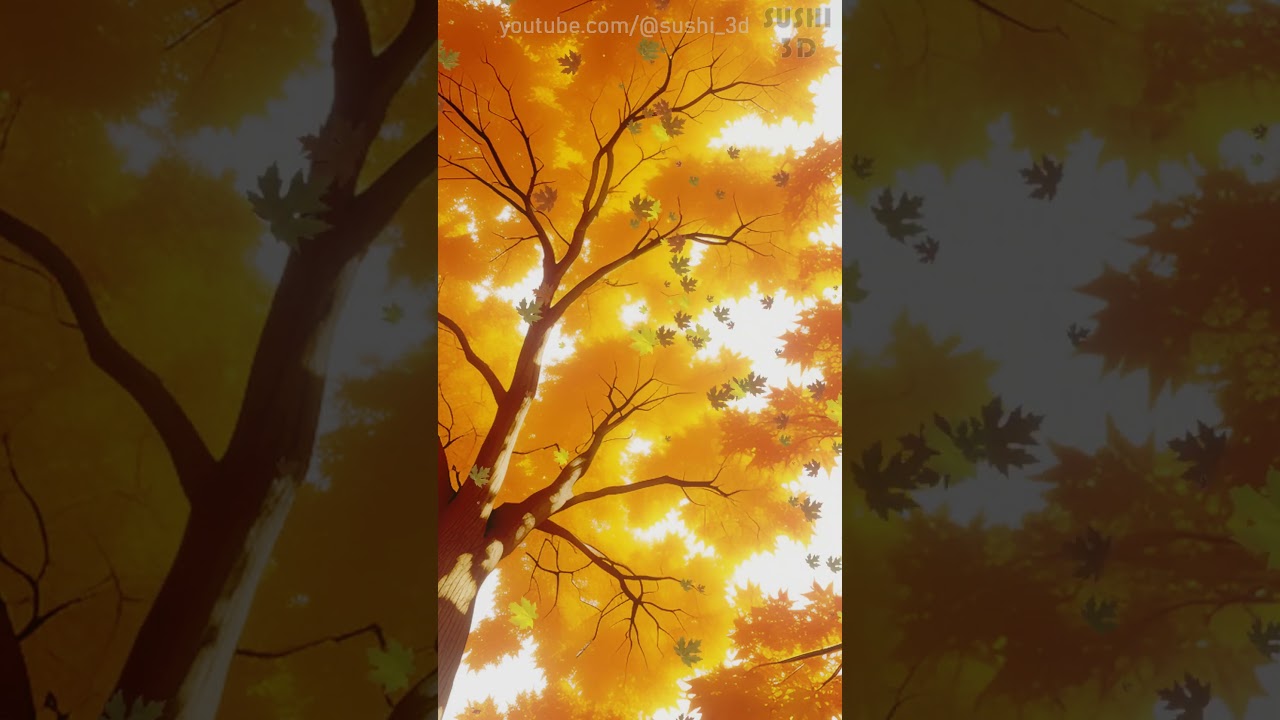 Enchanting Maple Leaves falling. Breathtaking Short Clip of Autumn season. Blender 3D software