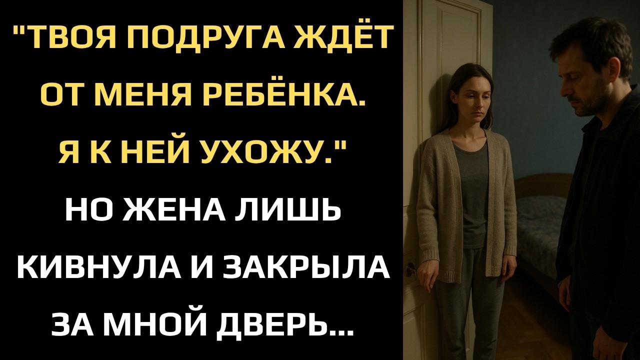 ТВОЯ ПОДРУГА ЖДЁТ ОТ МЕНЯ РЕБЁНКА, Я К НЕЙ УХОЖУ,  НО ЖЕНА ЛИШЬ КИВНУЛА И ЗАКРЫЛА ЗА МНОЙ ДВЕРЬ