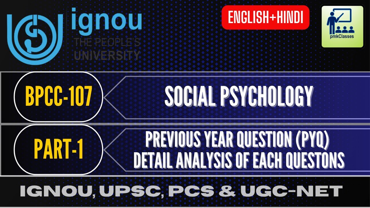 IGNOU BPCC-107: Social Psychology Previous Year Question (PYQ) Most ...