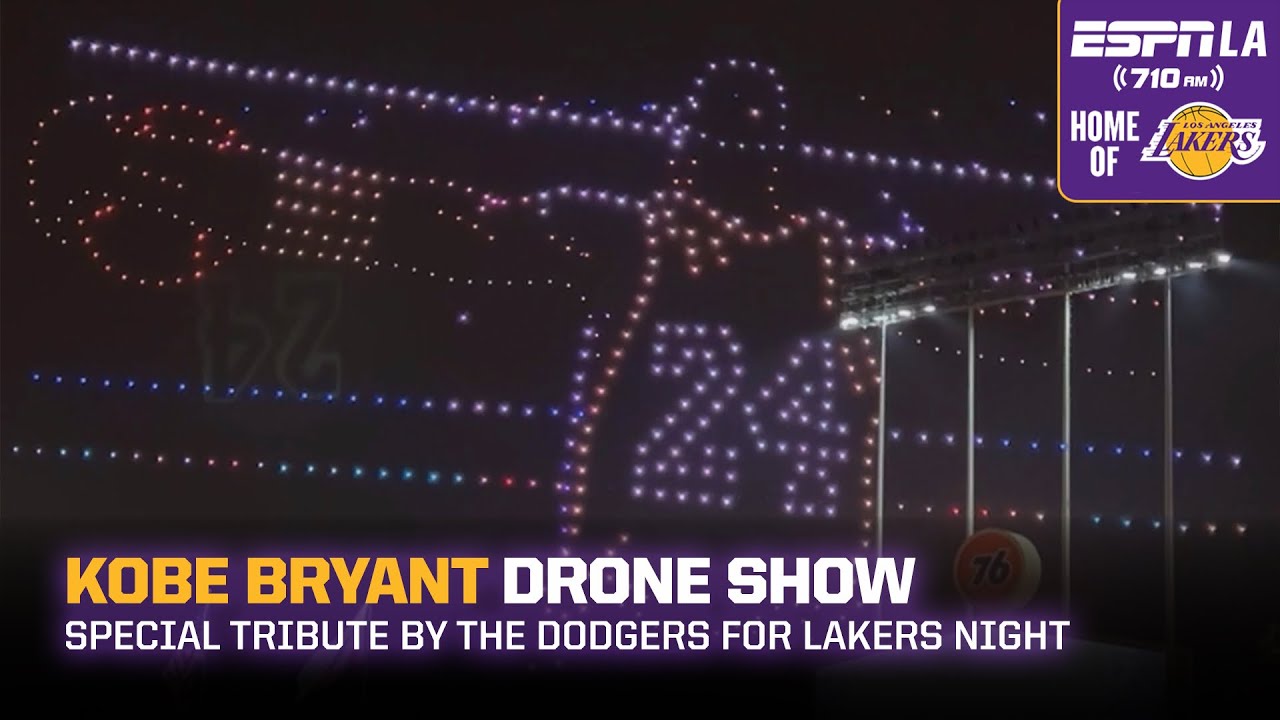 Kobe Bryant Drone Show Tribute by the Dodgers 💜💛🐍 