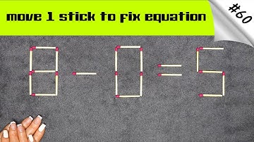 Matchstick puzzle #60 | Match puzzle 8-0=5 with hint and solution.