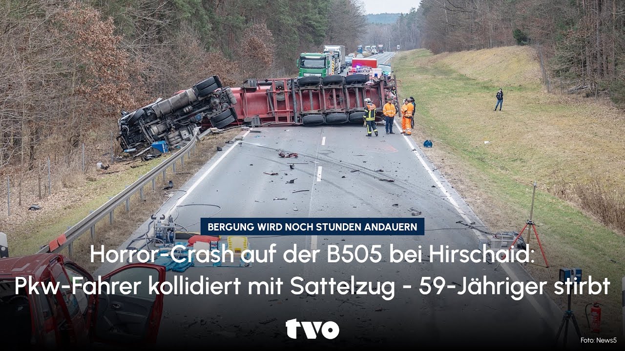Horror-Crash auf der B505 bei Hirschaid: Pkw-Fahrer kollidiert mit Sattelzug - 59-Jähriger stirbt