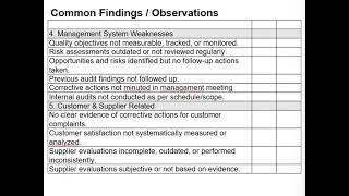 28. Common findings of ISO 9001 audit 3 qms and quality objectives