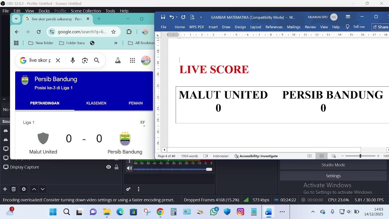 LIVE SCORE SEPAK BOLA PERSIB BANDUNG VS MALUT UNITED