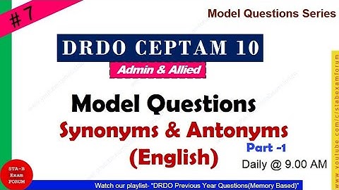 Drdo Admin Security Stores Assistant Fireman Steno | Questions | English | Syn and ant Part1